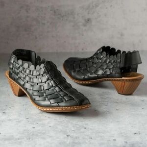 Rieker Sina Woven Leather Shoes Antistress Slip On
